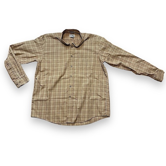 LL Bean brown long sleeve beige button down collared Wrinkle Resistant shirt - Picture 1 of 8